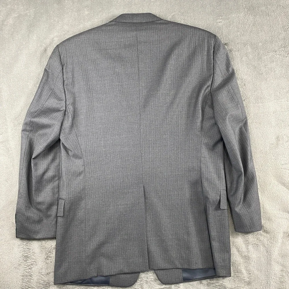 Hickey Freeman Saks Fifth Suit Mens 40R Gray Wool Pinstripe 2-Button Preppy USA‎